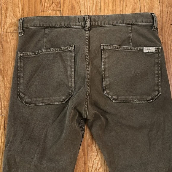 Ba&sh sz 26 skinny jeans moss green ankle C Sally good pre owned thread loose - Picture 6 of 7